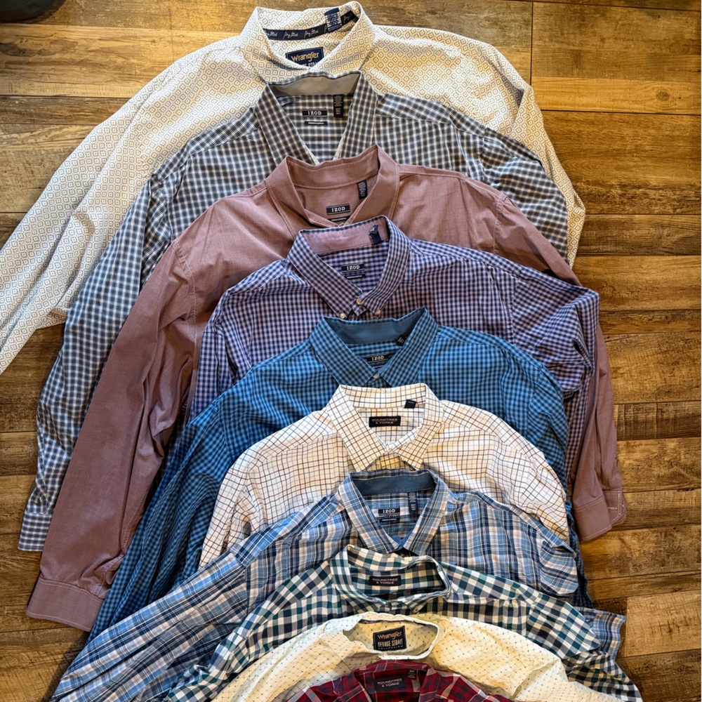 Lot of 10 Men's Button Down Dress Shirts | Big and Tall 3XLT